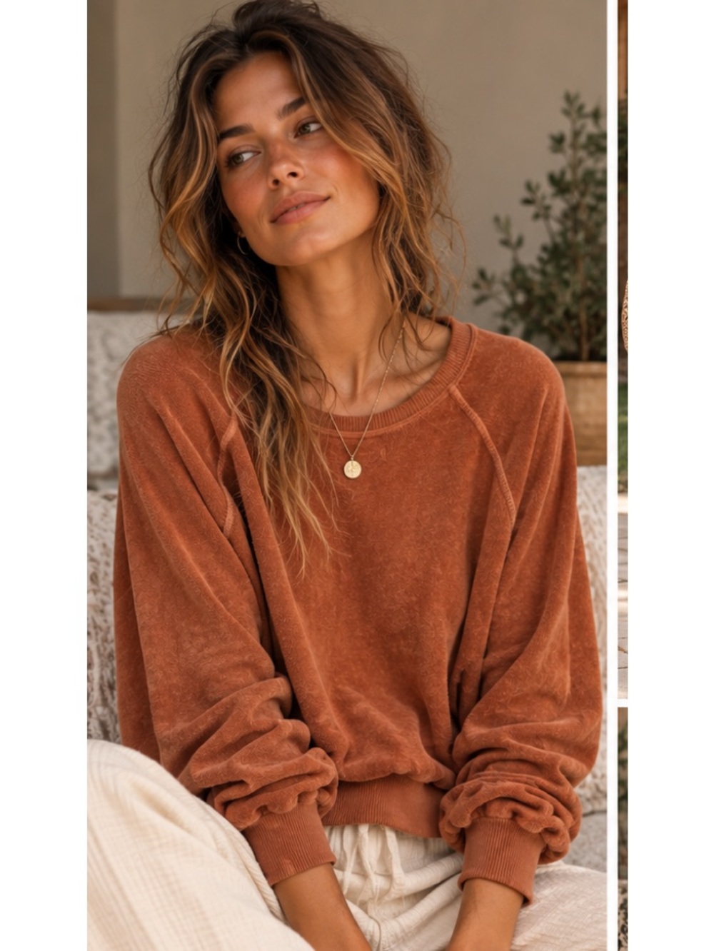 THE GREAT. The College Sweatshirt Rust Elevated Basic Earthy Crewneck Size 0 - X